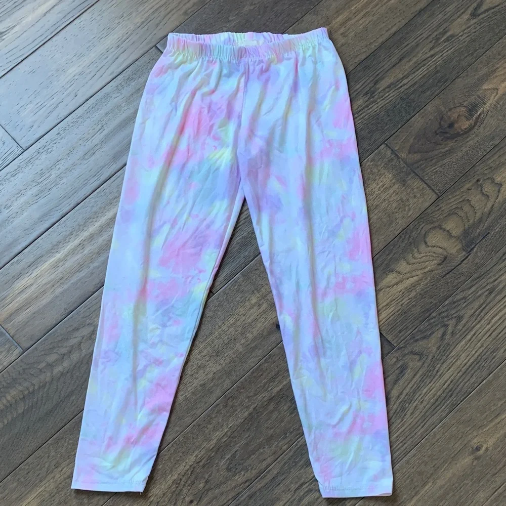 Vibrant Pastel Tie-Dye Kids Leggings. Pre-owned. Size: M 10/12.